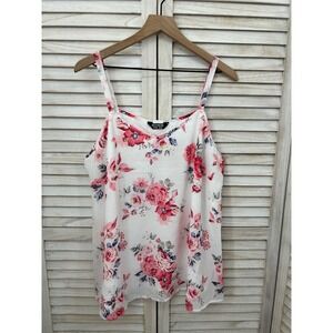NEW Bloomchic Floral Cami Tank Top 18-20 White Pink Plus Size Summer V-Neck